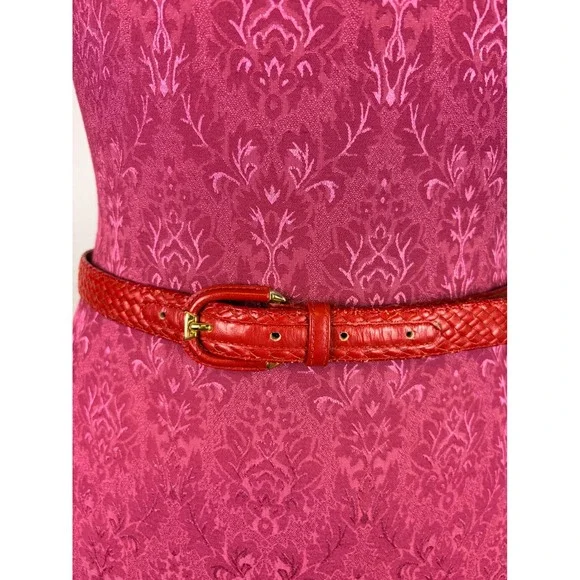 Christian Dior Red Woven Braided Leather Belt Medium Aniline Cowhide Vintage - Picture 6 of 10